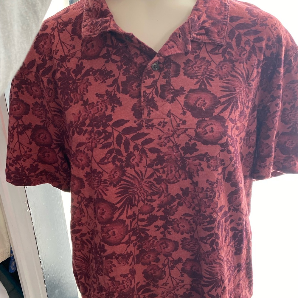 Sun + Stone Maroon Floral Polo Shirt